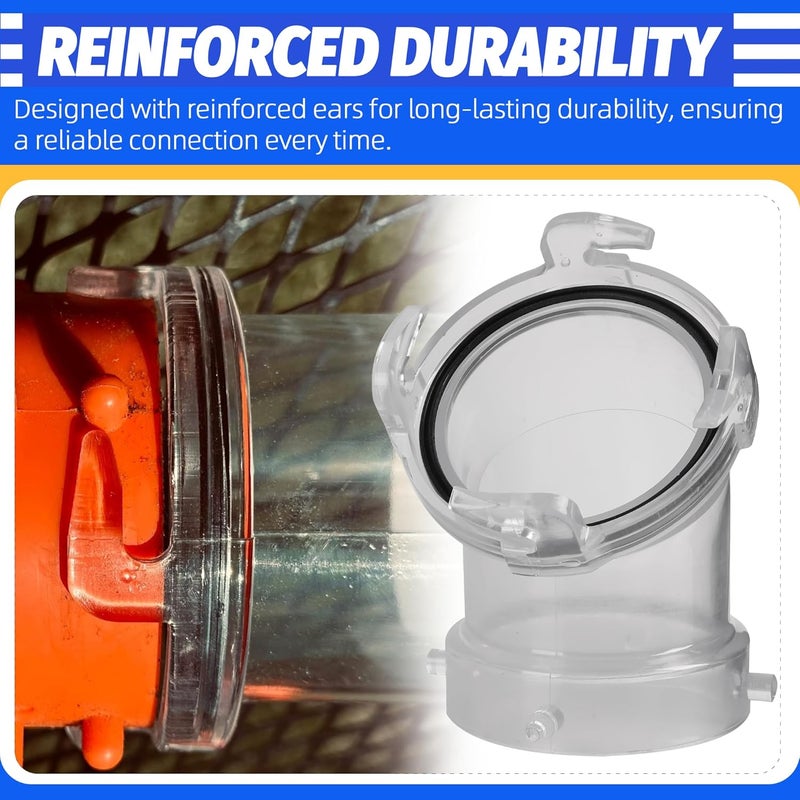 Aussio 45° Clearview RV Sewer Hose Adapter with 3" Bay Lug - Durable, Leak-Proof Connection - Image 3